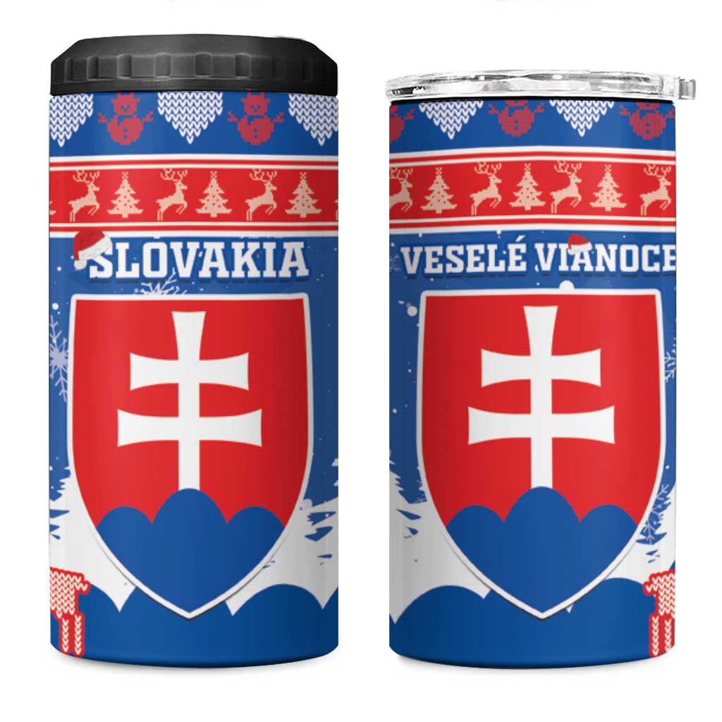 Slovakia Christmas 4 in 1 Can Cooler Tumbler Vesele Vianoce - Coat Of Arms - Wonder Print Shop