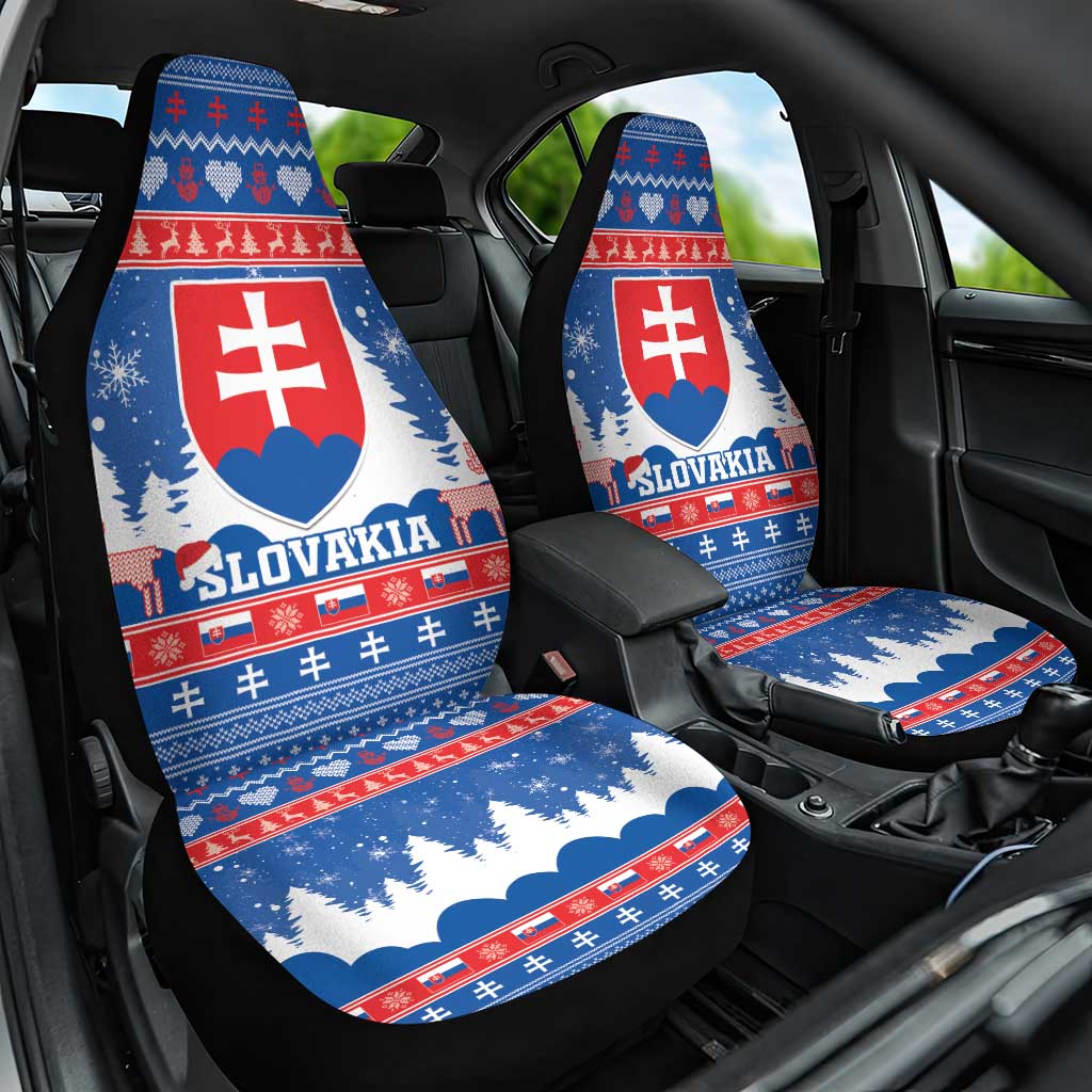 Slovakia Christmas Car Seat Cover Vesele Vianoce - Coat Of Arms - Wonder Print Shop