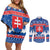 Slovakia Christmas Couples Matching Off Shoulder Short Dress and Long Sleeve Button Shirt Vesele Vianoce - Coat Of Arms - Wonder Print Shop