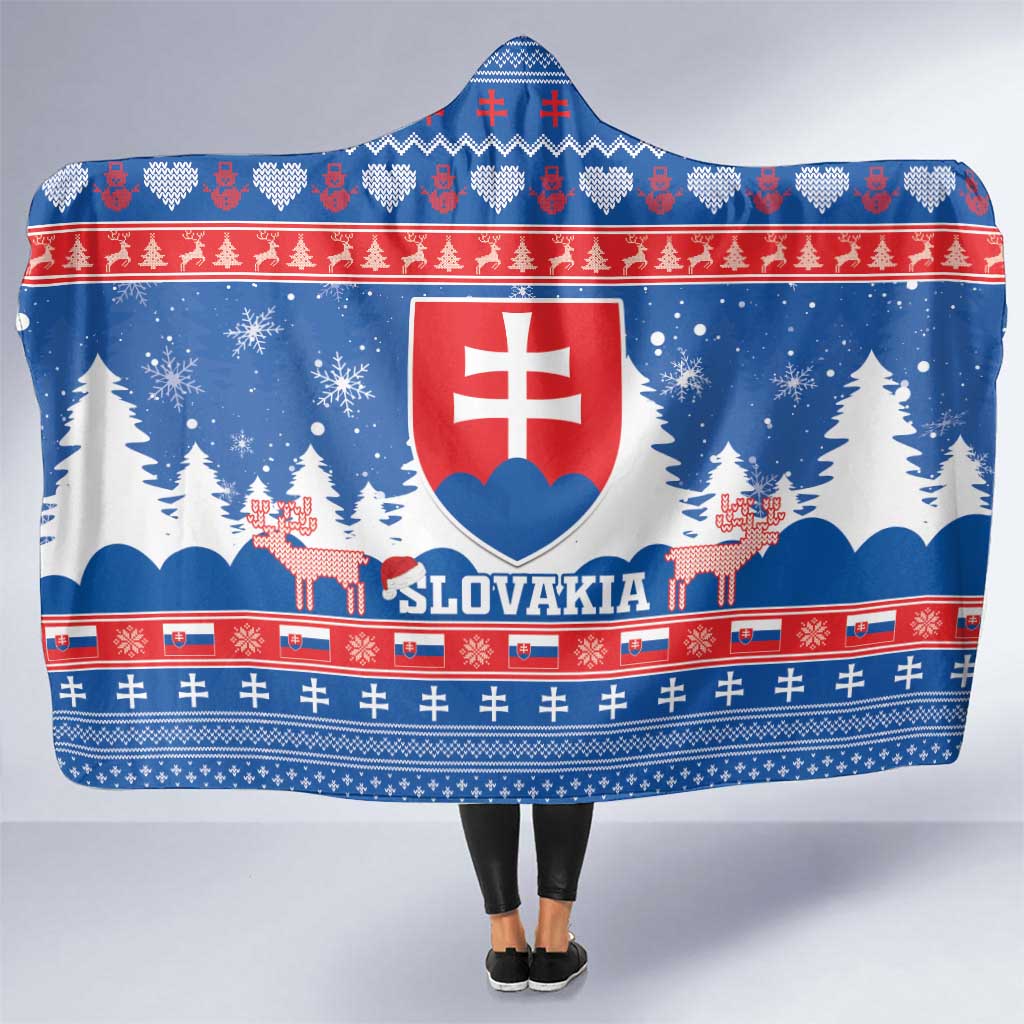 Slovakia Christmas Hooded Blanket Vesele Vianoce - Coat Of Arms