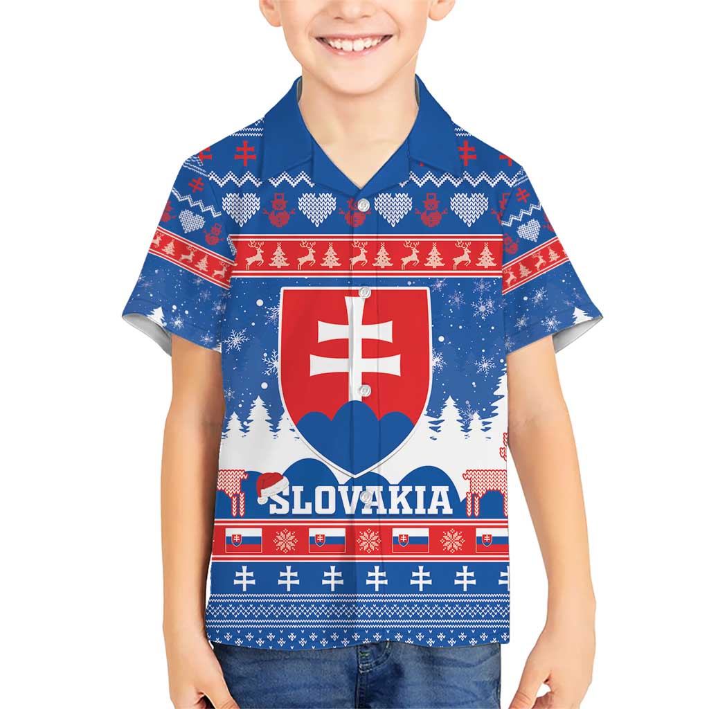 Slovakia Christmas Kid Hawaiian Shirt Vesele Vianoce - Coat Of Arms - Wonder Print Shop