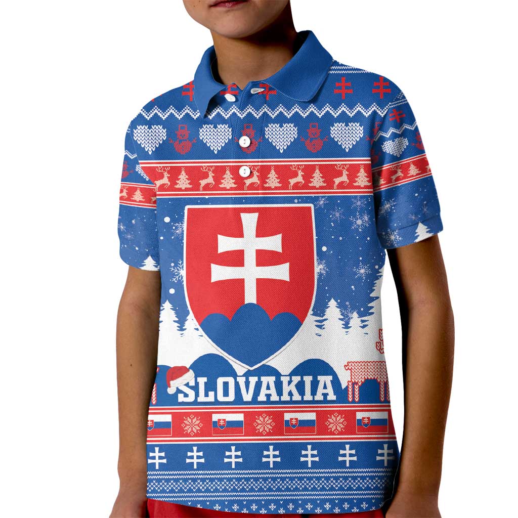 Slovakia Christmas Kid Polo Shirt Vesele Vianoce - Coat Of Arms - Wonder Print Shop