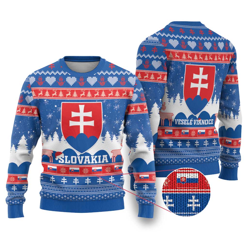 Slovakia Christmas Ugly Christmas Sweater Vesele Vianoce - Coat Of Arms - Wonder Print Shop