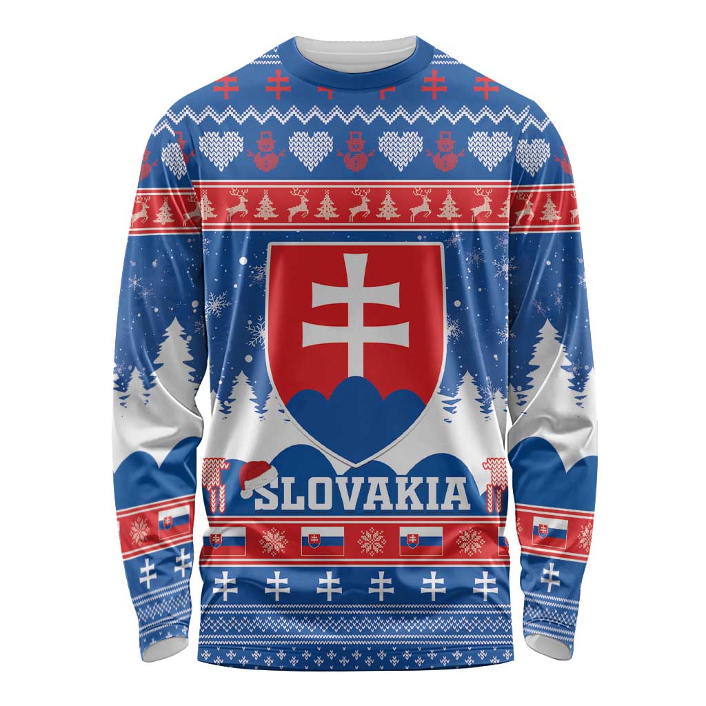 Slovakia Christmas Long Sleeve Shirt Vesele Vianoce - Coat Of Arms - Wonder Print Shop