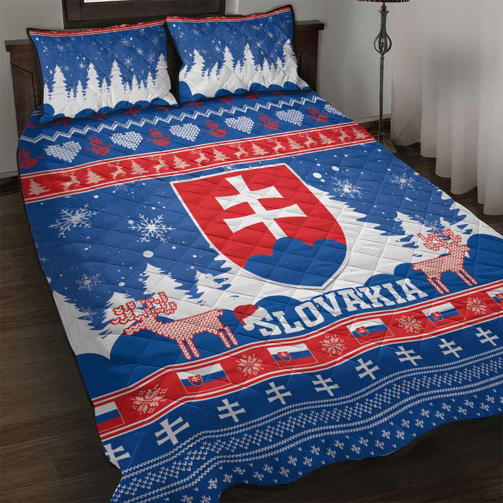 Slovakia Christmas Quilt Bed Set Vesele Vianoce - Coat Of Arms - Wonder Print Shop