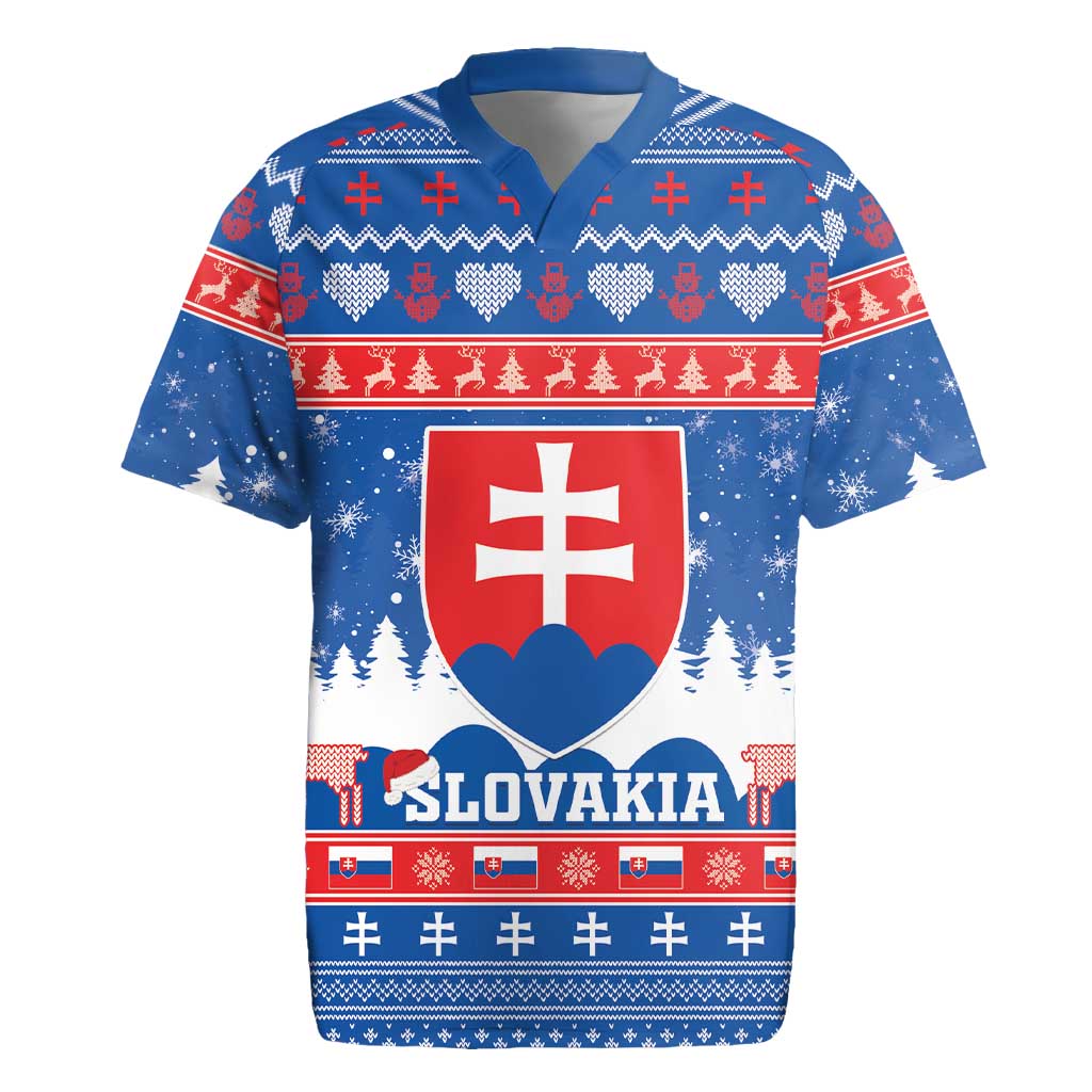 Slovakia Christmas Rugby Jersey Vesele Vianoce - Coat Of Arms - Wonder Print Shop