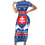 Slovakia Christmas Short Sleeve Bodycon Dress Vesele Vianoce - Coat Of Arms - Wonder Print Shop