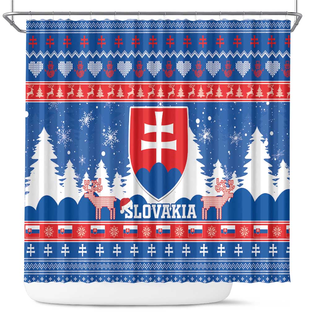 Slovakia Christmas Shower Curtain Vesele Vianoce - Coat Of Arms