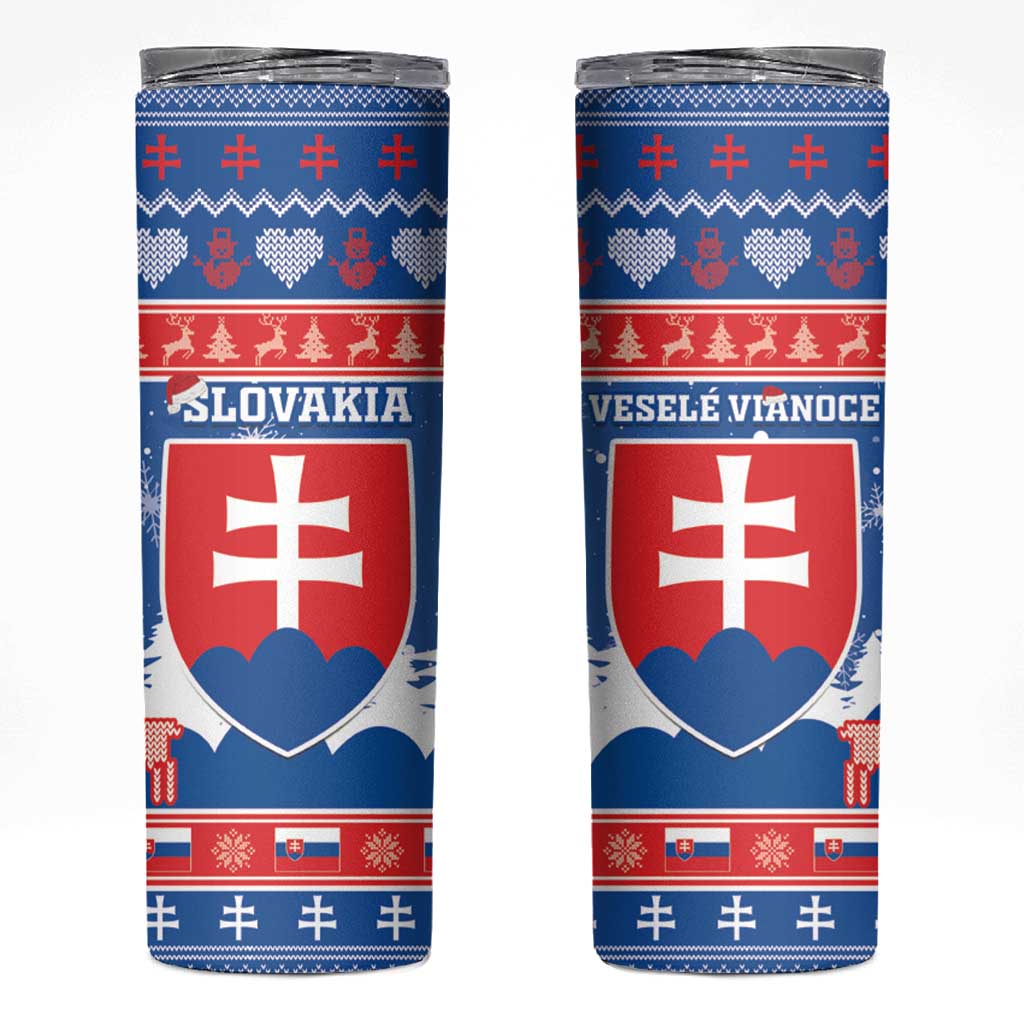 Slovakia Christmas Skinny Tumbler Vesele Vianoce - Coat Of Arms - Wonder Print Shop