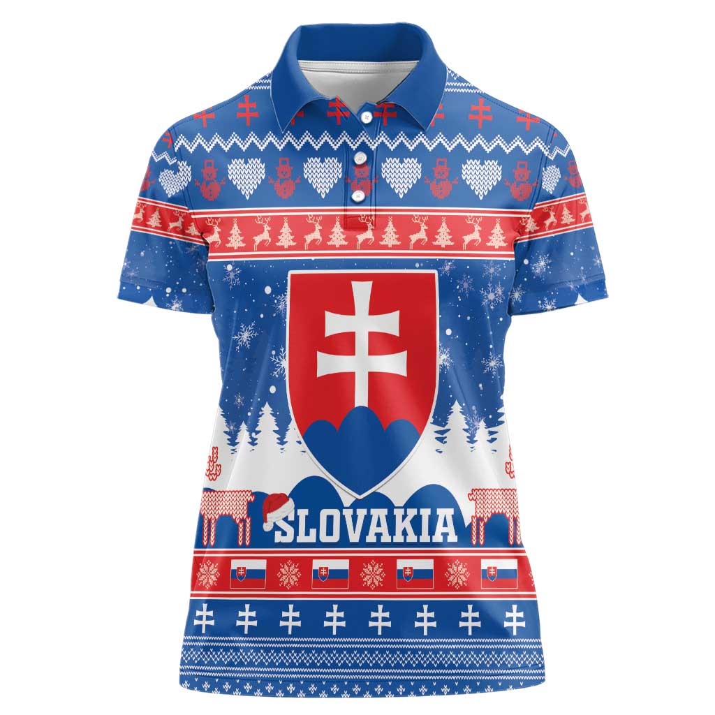 Slovakia Christmas Women Polo Shirt Vesele Vianoce - Coat Of Arms - Wonder Print Shop