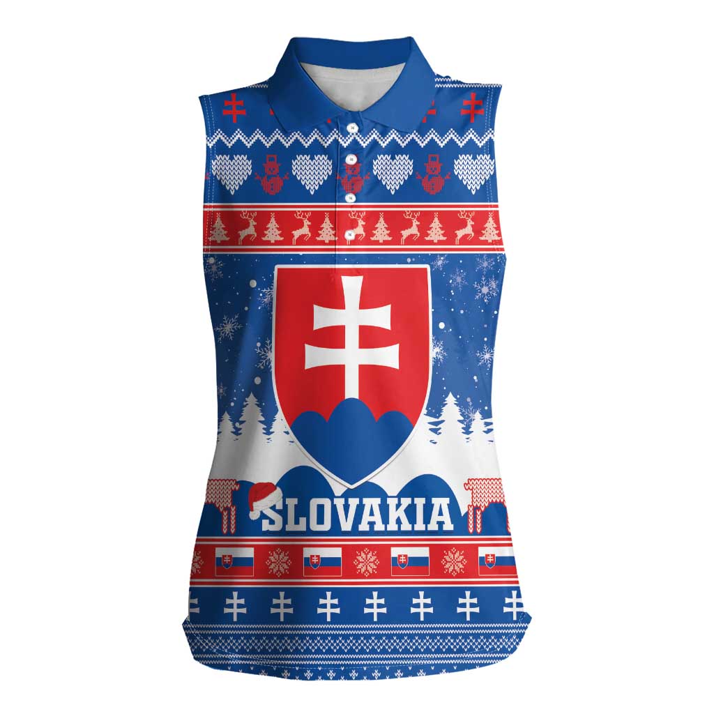 Slovakia Christmas Women Sleeveless Polo Shirt Vesele Vianoce - Coat Of Arms - Wonder Print Shop