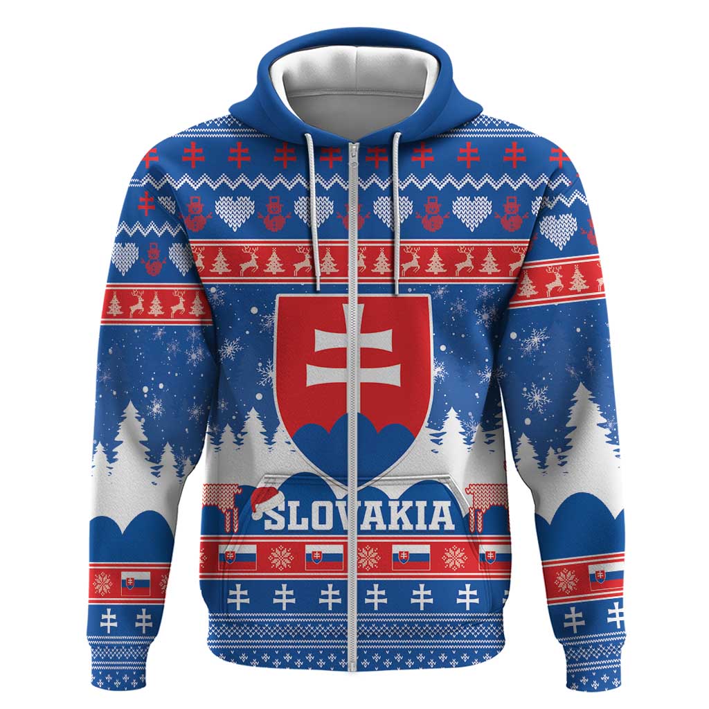 Slovakia Christmas Zip Hoodie Vesele Vianoce - Coat Of Arms - Wonder Print Shop