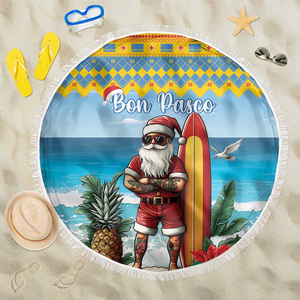 Aruba Christmas Beach Blanket Surfing Santa Bon Pasco - Wonder Print Shop