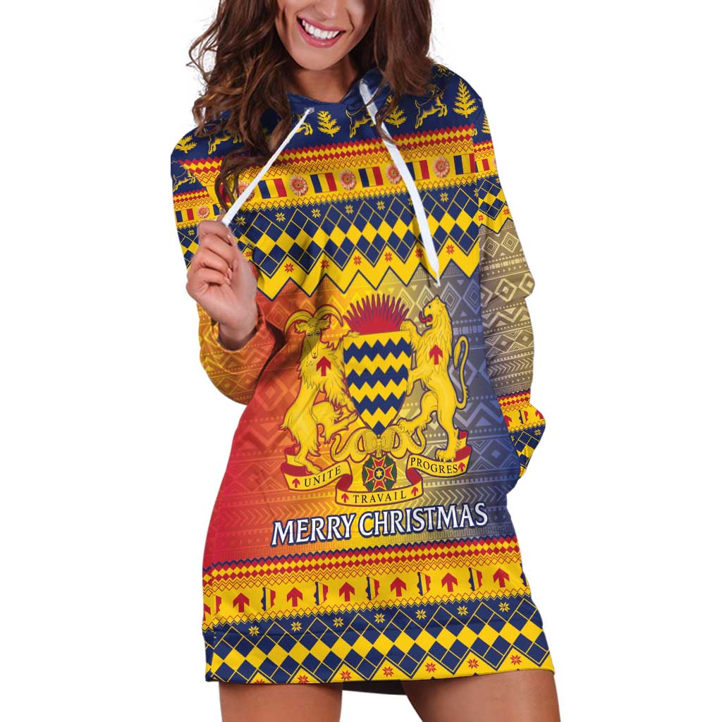 Chad Christmas Hoodie Dress Coat Of Arms Merry Christmas - Wonder Print Shop