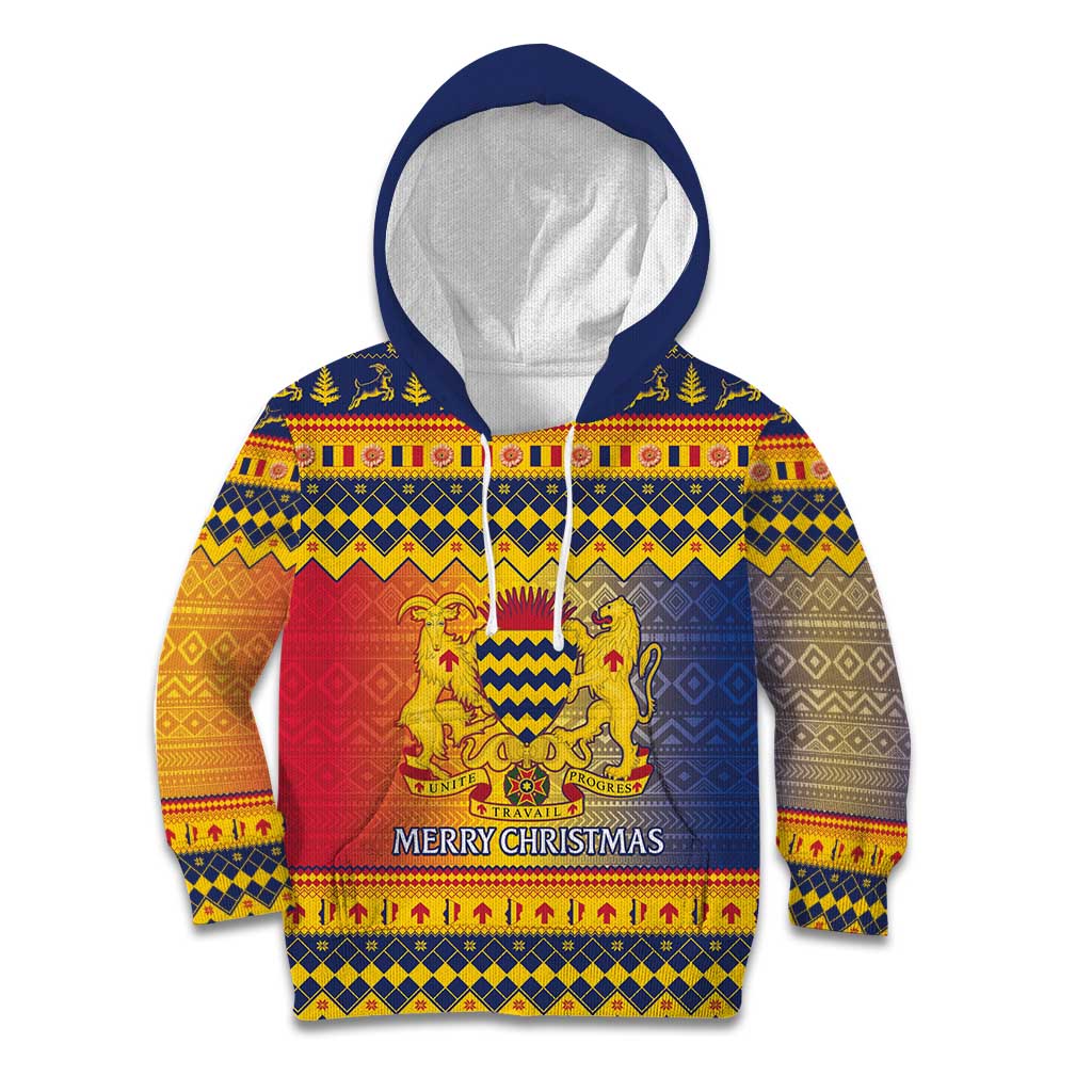 Chad Christmas Kid Hoodie Coat Of Arms Merry Christmas - Wonder Print Shop