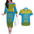 Rwanda Christmas Couples Matching Off The Shoulder Long Sleeve Dress and Hawaiian Shirt Coat Of Arms Noheli Nziza - Wonder Print Shop