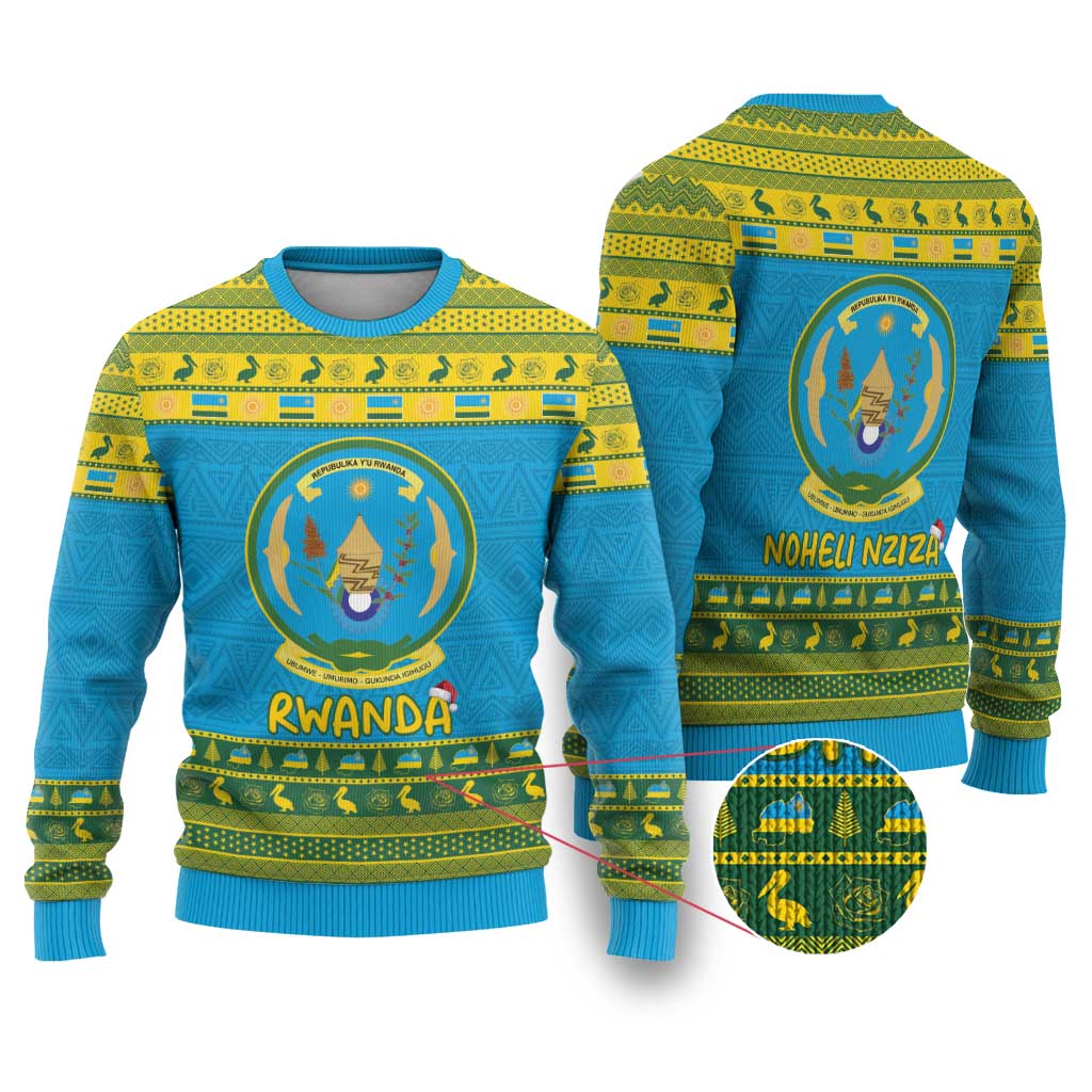 Rwanda Christmas Ugly Christmas Sweater Coat Of Arms Noheli Nziza