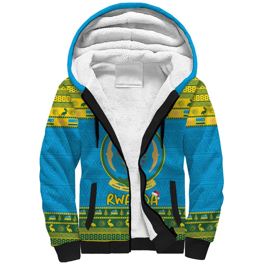 Rwanda Christmas Sherpa Hoodie Coat Of Arms Noheli Nziza - Wonder Print Shop