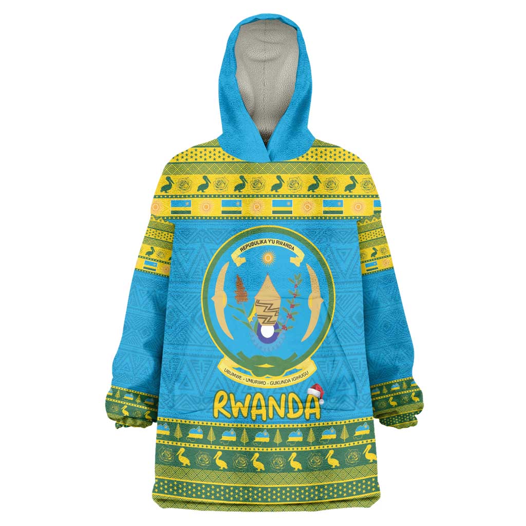 Rwanda Christmas Wearable Blanket Hoodie Coat Of Arms Noheli Nziza