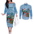 Guatemala Christmas Couples Matching Off The Shoulder Long Sleeve Dress and Long Sleeve Button Shirt Quetzal Feliz Navidad