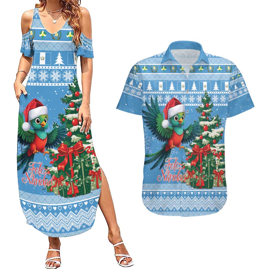 Guatemala Christmas Couples Matching Summer Maxi Dress and Hawaiian Shirt Quetzal Feliz Navidad - Wonder Print Shop