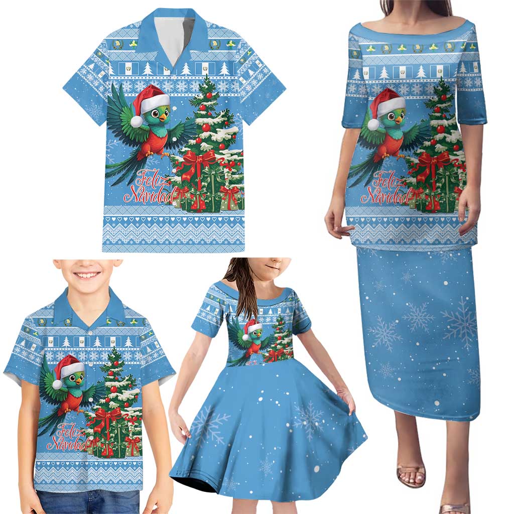 Guatemala Christmas Family Matching Puletasi and Hawaiian Shirt Quetzal Feliz Navidad