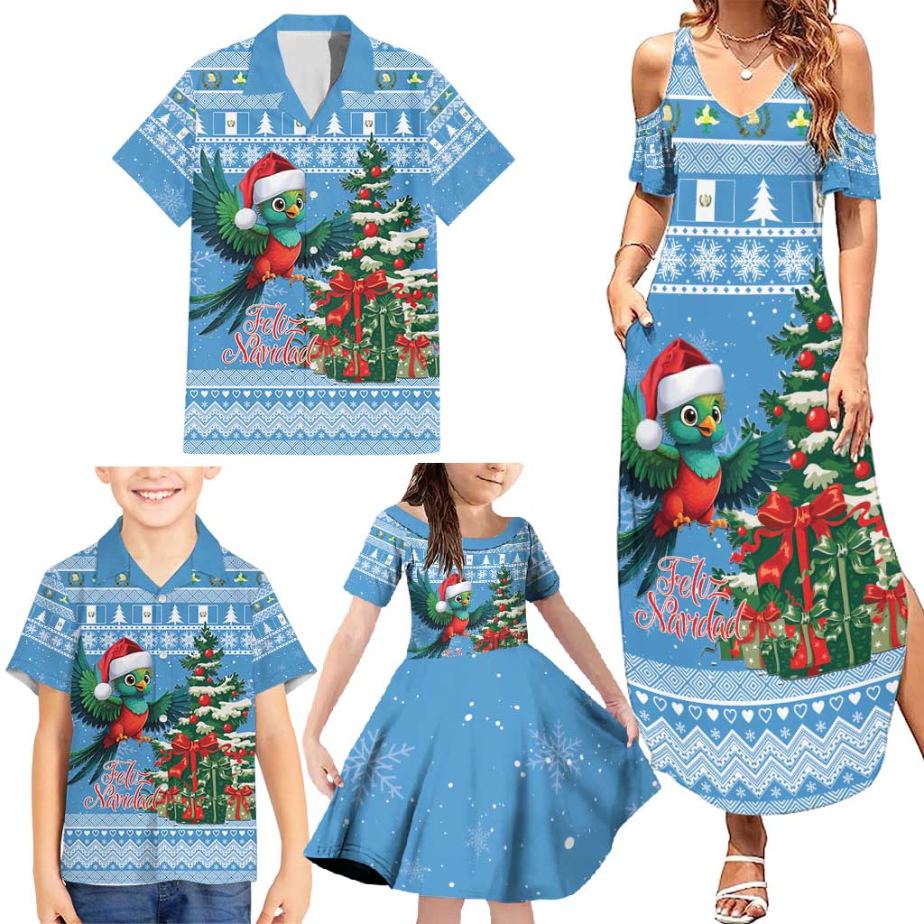 Guatemala Christmas Family Matching Summer Maxi Dress and Hawaiian Shirt Quetzal Feliz Navidad