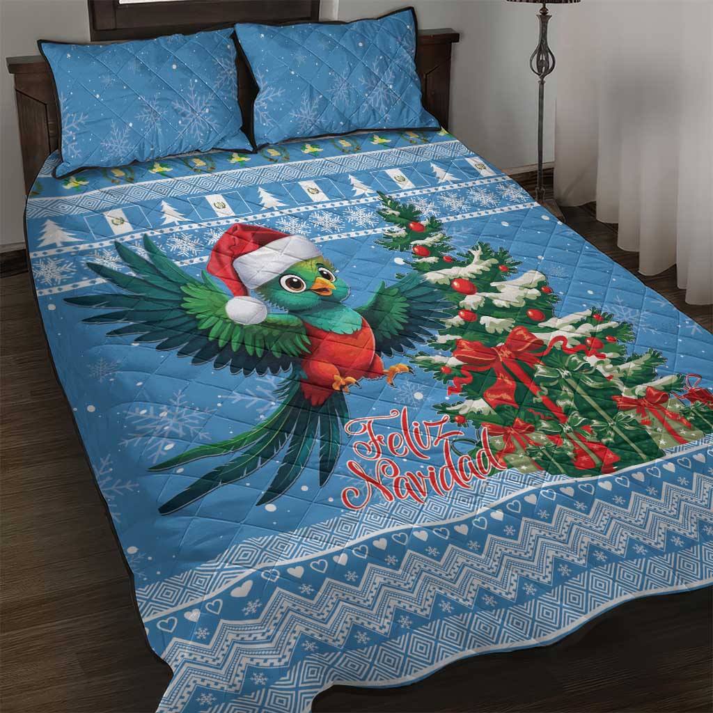 Guatemala Christmas Quilt Bed Set Quetzal Feliz Navidad - Wonder Print Shop