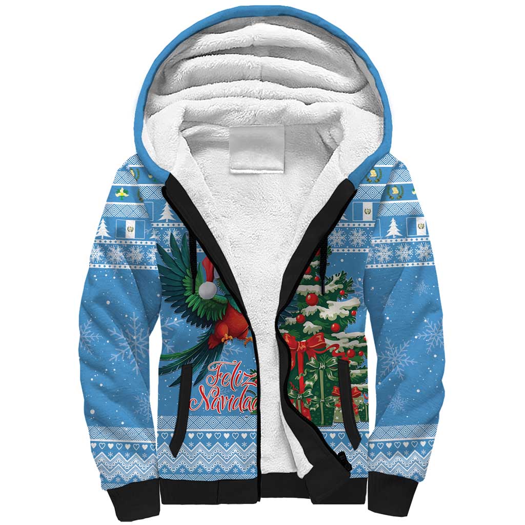 Guatemala Christmas Sherpa Hoodie Quetzal Feliz Navidad - Wonder Print Shop