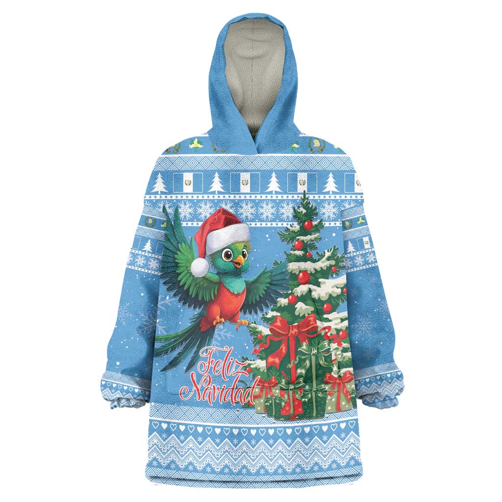 Guatemala Christmas Wearable Blanket Hoodie Quetzal Feliz Navidad