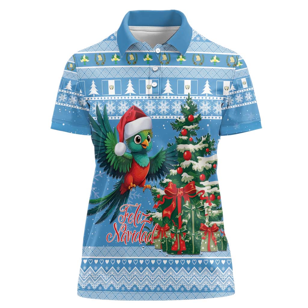 Guatemala Christmas Women Polo Shirt Quetzal Feliz Navidad