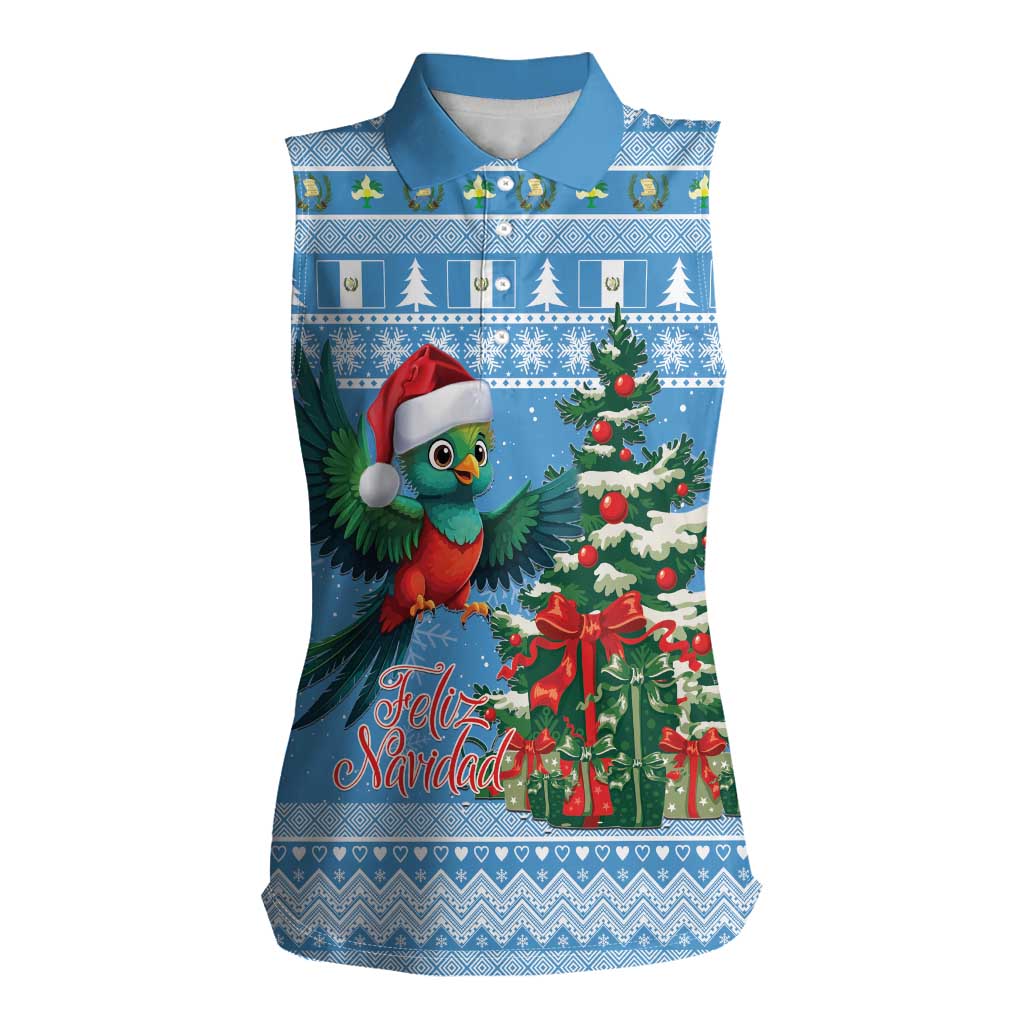 Guatemala Christmas Women Sleeveless Polo Shirt Quetzal Feliz Navidad