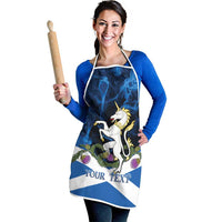 Personalised Unicorn Scotland Apron Scottish Saltire With Thistle