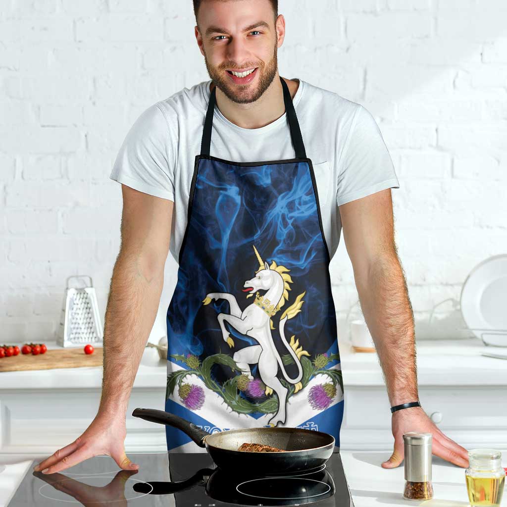 Personalised Unicorn Scotland Apron Scottish Saltire With Thistle