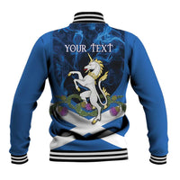 Personalised Unicorn Scotland Baseball Jacket Scottish Saltire With Thistle