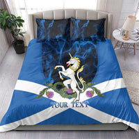 Personalised Unicorn Scotland Bedding Set Scottish Saltire With Thistle