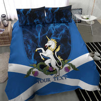 Personalised Unicorn Scotland Bedding Set Scottish Saltire With Thistle