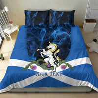 Personalised Unicorn Scotland Bedding Set Scottish Saltire With Thistle