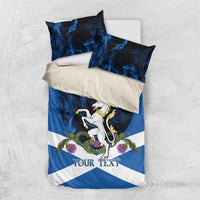 Personalised Unicorn Scotland Bedding Set Scottish Saltire With Thistle
