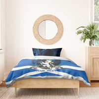 Personalised Unicorn Scotland Bedding Set Scottish Saltire With Thistle