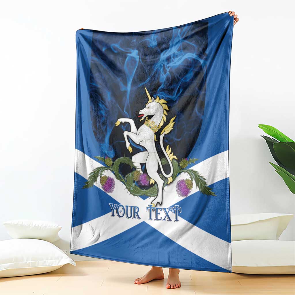 Personalised Unicorn Scotland Blanket Scottish Saltire With Thistle