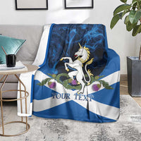 Personalised Unicorn Scotland Blanket Scottish Saltire With Thistle