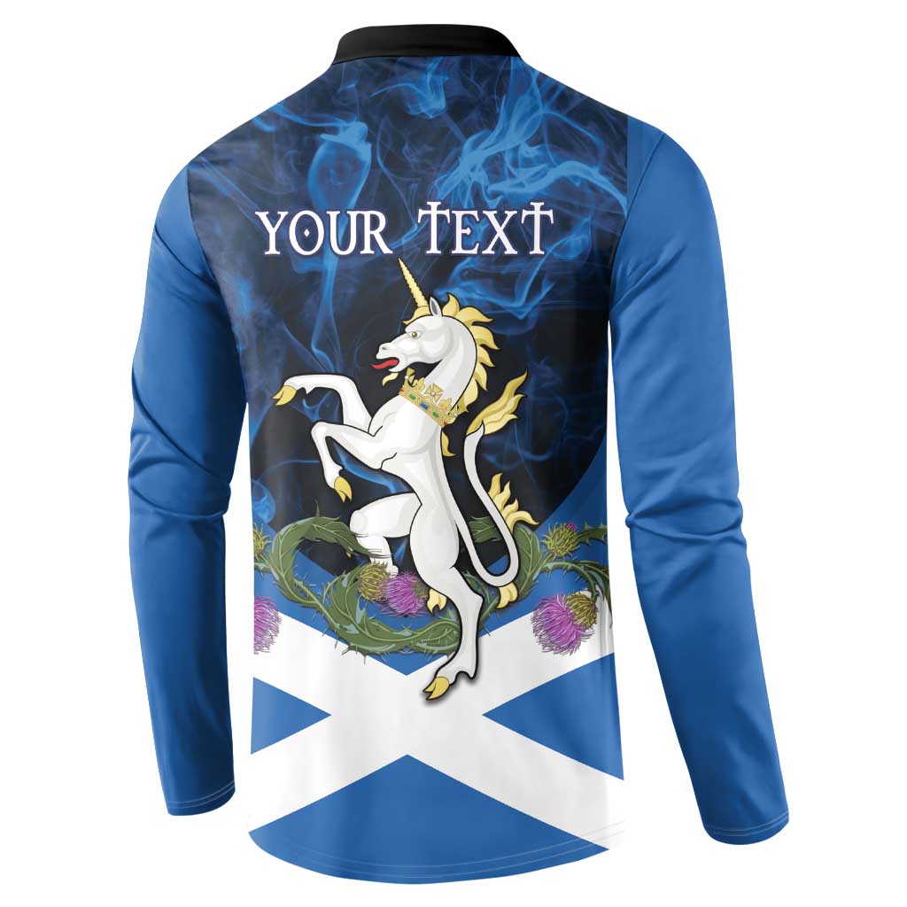 Personalised Unicorn Scotland Button Sweatshirt Scottish Saltire With Thistle