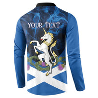 Personalised Unicorn Scotland Button Sweatshirt Scottish Saltire With Thistle
