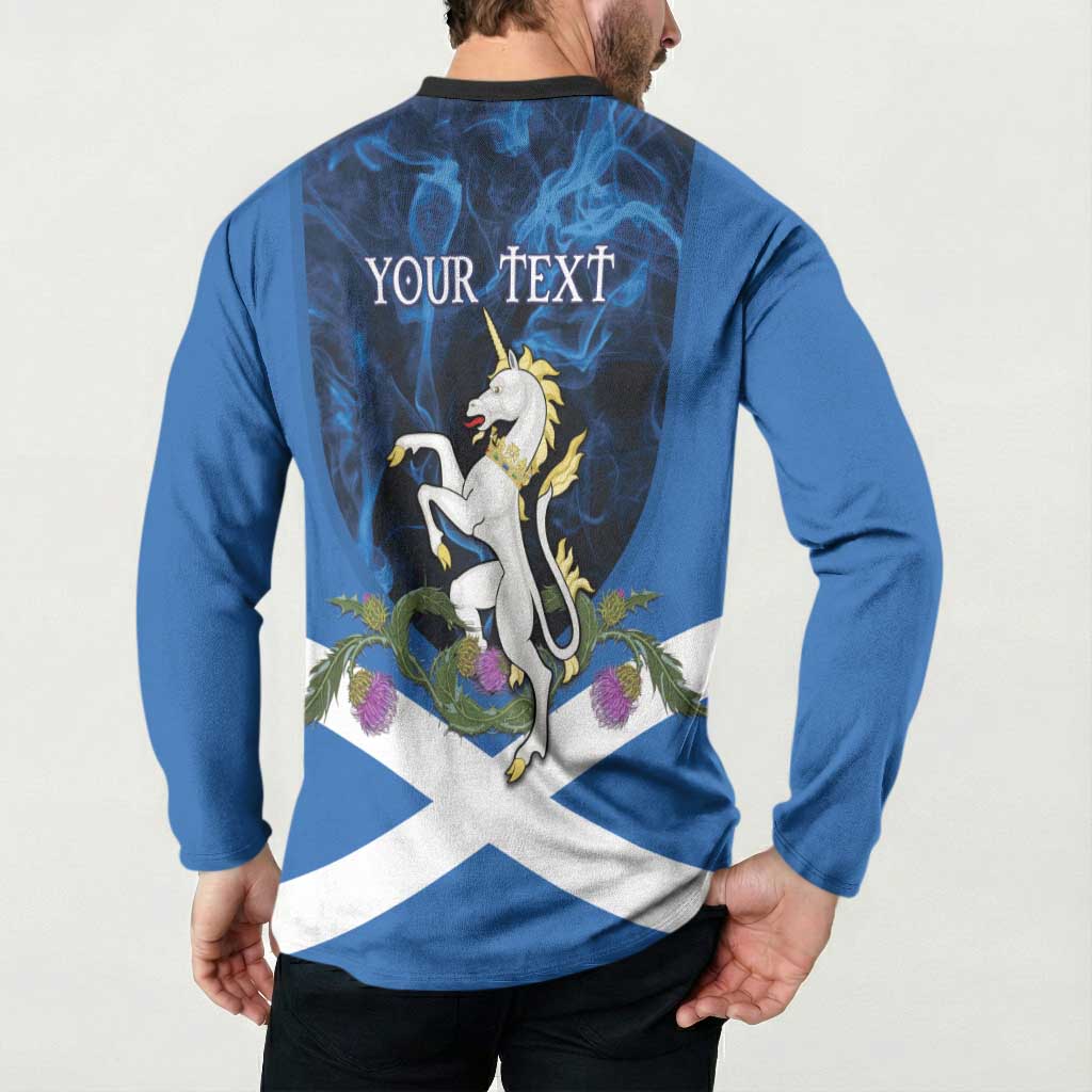 Personalised Unicorn Scotland Button Sweatshirt Scottish Saltire With Thistle