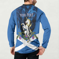 Personalised Unicorn Scotland Button Sweatshirt Scottish Saltire With Thistle