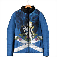 Personalised Unicorn Scotland Padded Jacket Scottish Saltire With Thistle