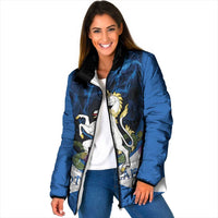 Personalised Unicorn Scotland Padded Jacket Scottish Saltire With Thistle