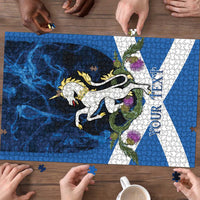 Personalised Unicorn Scotland Puzzle Scottish Saltire With Thistle