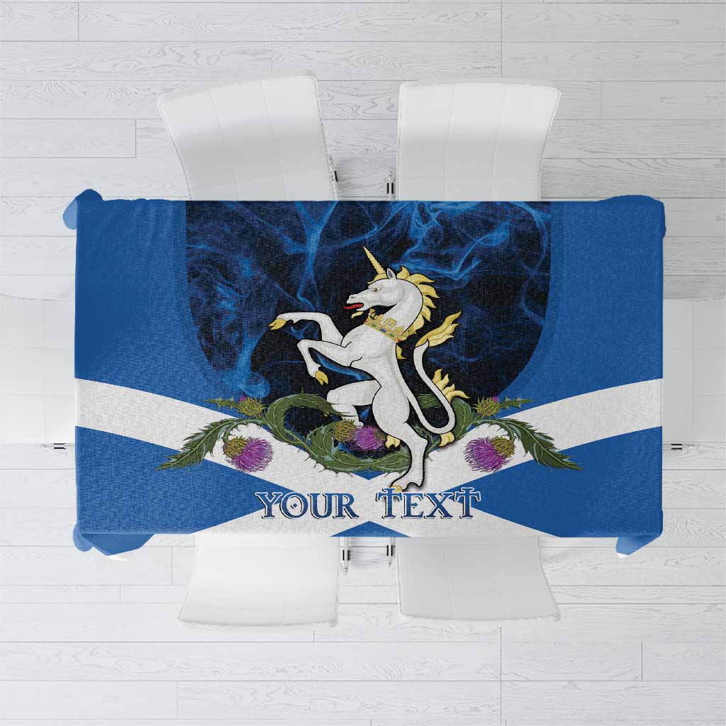 Personalised Unicorn Scotland Tablecloth Scottish Saltire With Thistle